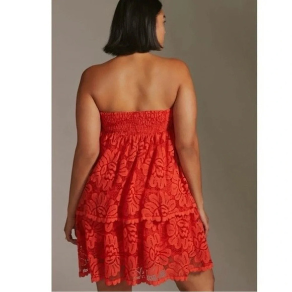 Maeve Red Lace Tiered Mini Dress with Convertible Straps Size X-Large - Picture 2 of 15